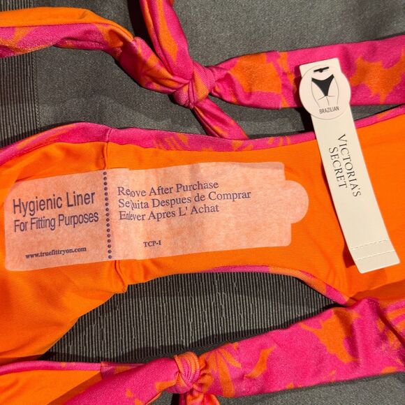 NWT VICTORIA'S SECRET Pink Palm Knotted Bralette Bikini Set Size XL & M - Picture 12 of 14